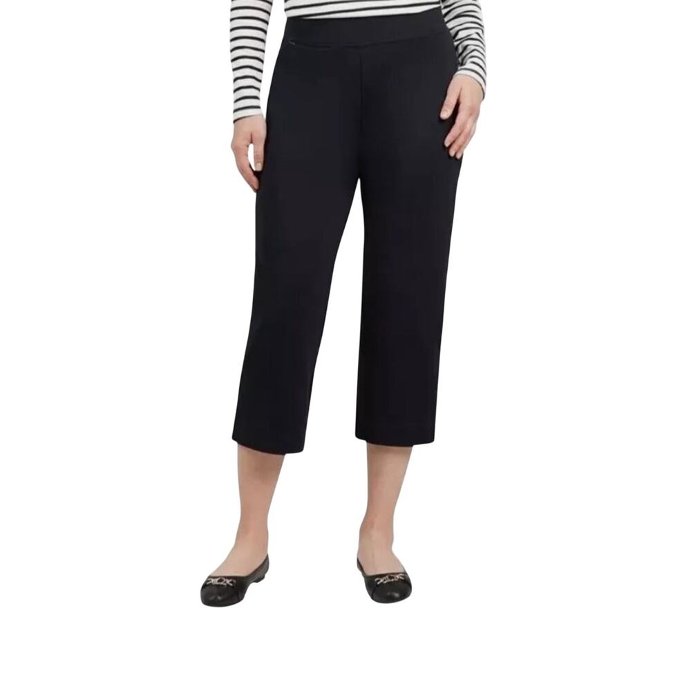 Lands’ End Shore Capri Pants Stretch Waist Black Pull On Capris Size M